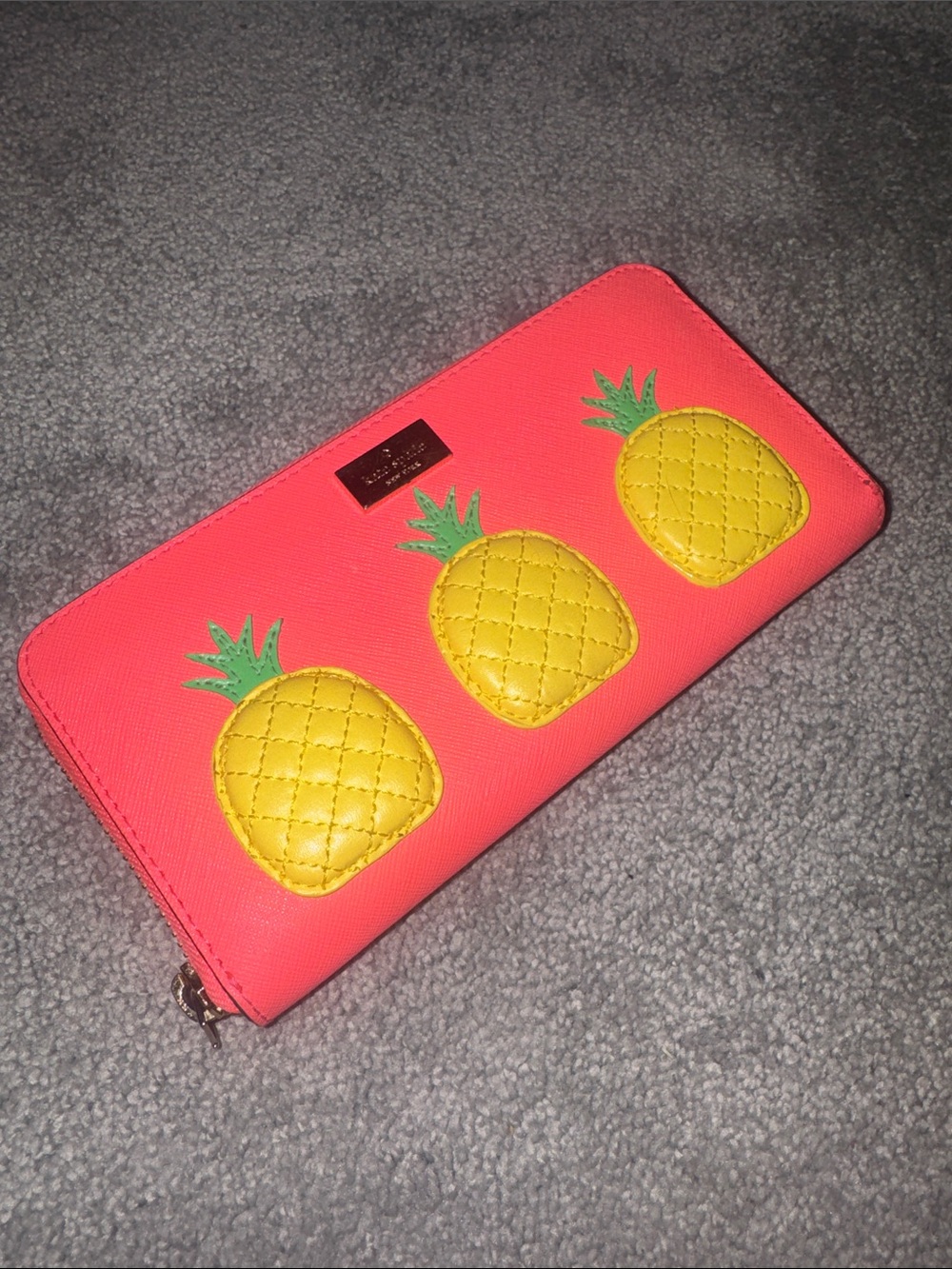 KATE SPADE Pink Pineapple Zip Wallet